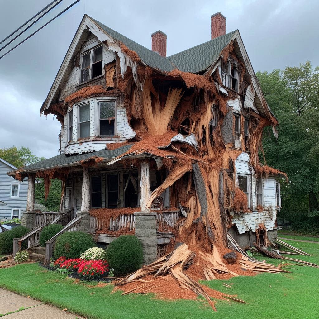 Signs Your Marblehead Home Needs a Tree Inspection Damaged tree on an Marblehead home showing signs of disease and decay